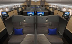 ANA The Room FX forward view of the cabin with a focus on center pairs